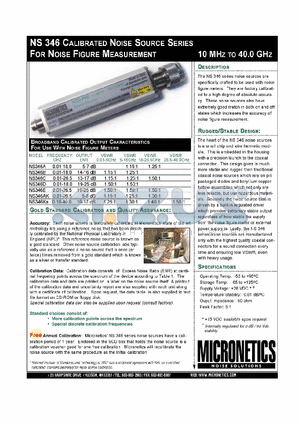 NS346AK datasheet - CALIBRATED NOISE SOURCE SERIES