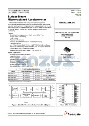 MMA3221EGR2 datasheet - Surface Mount Micromachined Accelerometer