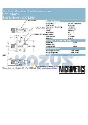 NS5101-A2X datasheet - Broadband Microwave Coaxial Noise Sources 500 MHz to 4000 MHz