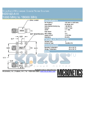 NS5102-A1X datasheet - Broadband Microwave Coaxial Noise Sources 1000 MHz to 18000 MHz