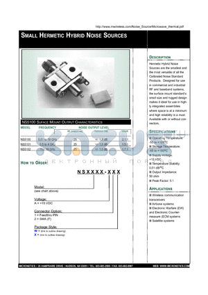 NS5100 datasheet - SMALL HERMETIC HYBRID NOISE SOURCES