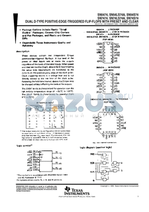 JM38510/00205BDA datasheet - DUAL D-TYPE POSITIVE-EDGE-TRIGGERED FLIP-FLOPS WITH PRESET AND CLEAR