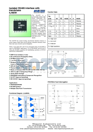 IL485W datasheet - Isolated RS485 Interface with Handshake