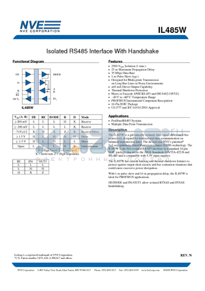 IL485W datasheet - Isolated RS485 Interface With Handshake