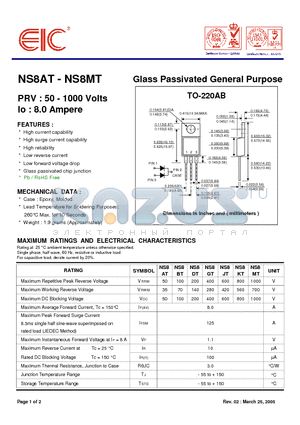 NS8BT datasheet - Glass Passivated General Purpose