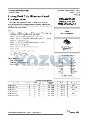 MMA621010AEG datasheet - Analog Dual Axis Micromachined Accelerometer
