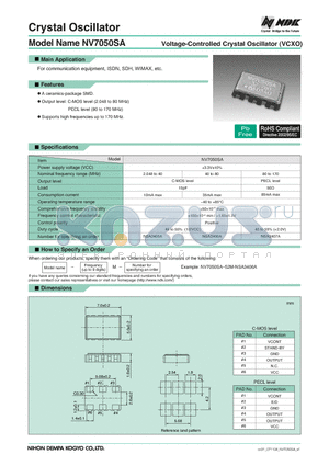 NSA3405A datasheet - Voltage-Controlled Crystal Oscillator (VCXO)