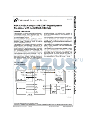 NSAM266SA datasheet - NSAM266SA CompactSPEECHTM Digital Speech Processor with Serial Flash Interface