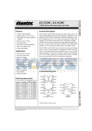 EL5220C datasheet - 12MHz Rail-to-Rail Input-Output Op Amps