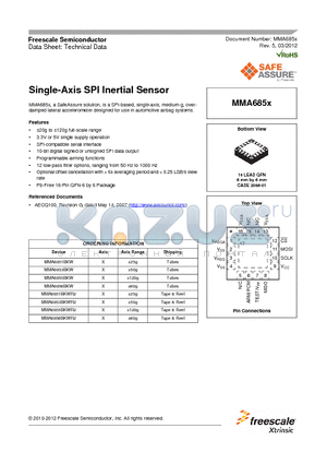 MMA6851BKW datasheet - Single-Axis SPI Inertial Sensor