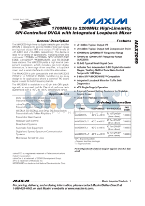 MAX2023 datasheet - 1700MHz to 2200MHz High-Linearity, SPI-Controlled DVGA with Integrated Loopback Mixer