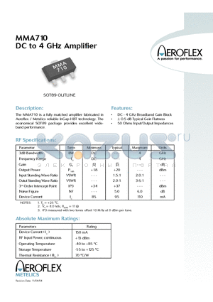 MMA710 datasheet - DC to 4 GHz Amplifier