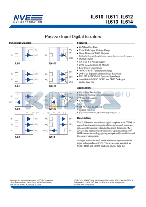 IL613-1E datasheet - Passive Input Digital Isolators