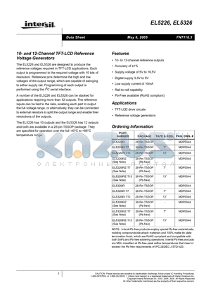 EL5226IR-T13 datasheet - 10- and 12-Channel TFT-LCD Reference Voltage Generators