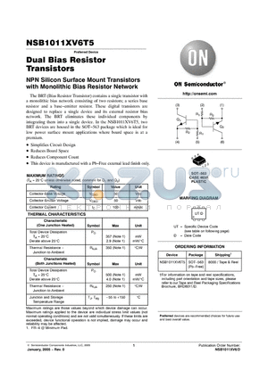 NSB1011XV6T5 datasheet - Dual Bias Resistor Transistors