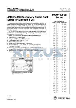 MCM44A256B datasheet - 4MB R4000 Secondary Cache Fast Static RAM Module Set