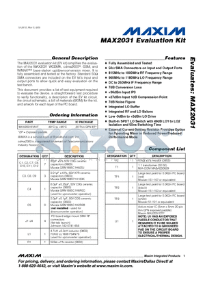 MAX2031_1 datasheet - Evaluation Kit