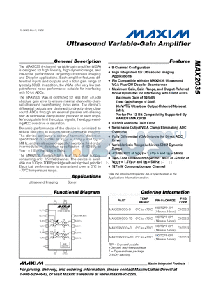 MAX2035 datasheet - Ultrasound Variable-Gain Amplifier