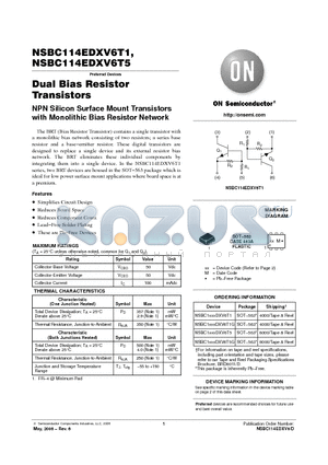 NSBC114EDXV6_06 datasheet - Dual Bias Resistor Transistors