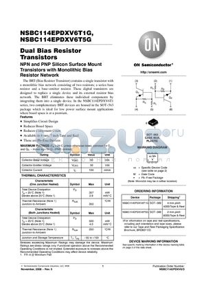 NSBC114EPDXV6T1G datasheet - Dual Bias Resistor Transistors