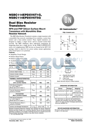 NSBC114EPDXV6T5G datasheet - Dual Bias Resistor Transistors