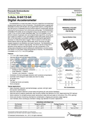 MMA8450Q datasheet - 3-Axis, 8-bit/12-bit Digital Accelerometer