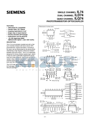 IL74 datasheet - PHOTOTRANSISTOR OPTOCOUPLER