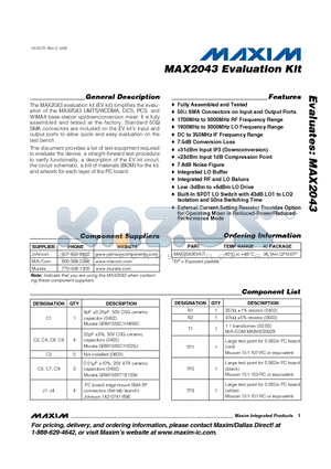 MAX2043 datasheet - Evaluation Kit