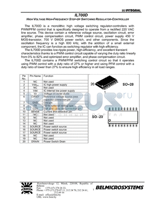 IL700D datasheet - HIGH VOLTAGE HIGH-FREQUENCY STEP-UP SWITCHING REGULATOR-CONTROLLER