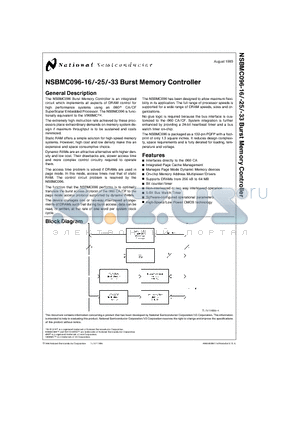 NSBMC096VF datasheet - NSBMC096-16/-25/-33 Burst Memory Controller