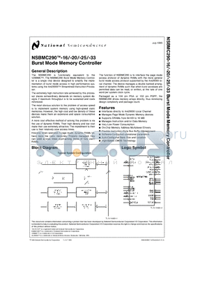 NSBMC290-16 datasheet - Burst Mode Memory Controller