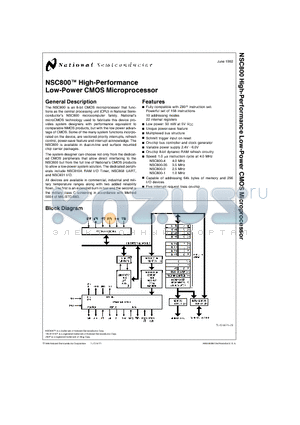NSC800D datasheet - NSC800TM High-Performance Low-Power CMOS Microprocessor