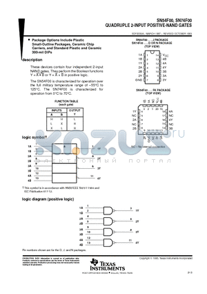 JM38510/33001B2A datasheet - QUADRUPLE 2-INPUT POSITIVE-NAND GATES