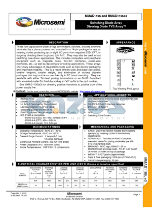 MMAD1106E3 datasheet - Switching Diode Array Steering Diode TVS Array