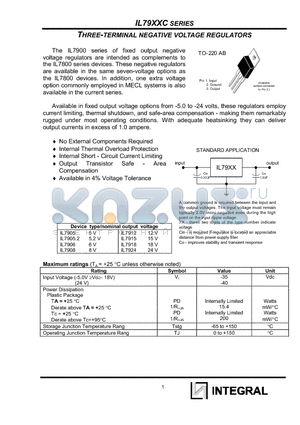 IL7912 datasheet - THREE-TERMINAL NEGATIVE VOLTAGE REGULATORS