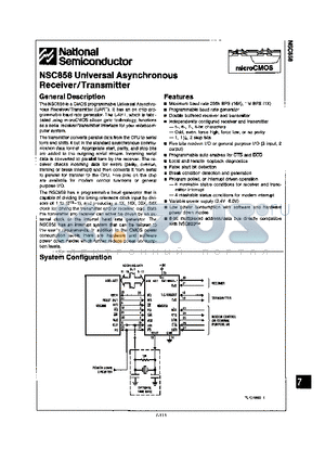 NSC858 datasheet - NSC858 Universal Asynchronous Receiver/Transmitter