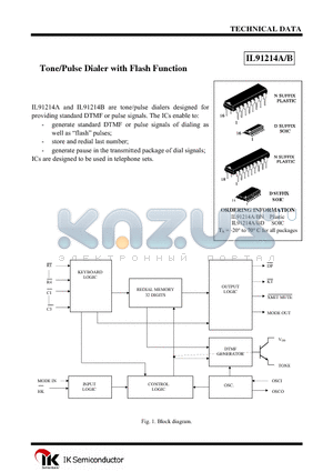 IL91214 datasheet - Tone/Pulse Dialer with Flash Function