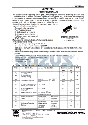 IL91210EN datasheet - TONE/PULSEDIALER