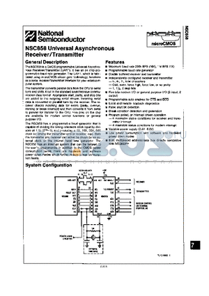 NSC858E/A+ datasheet - NSC858 Universal Asynchronous Receiver/Transmitter