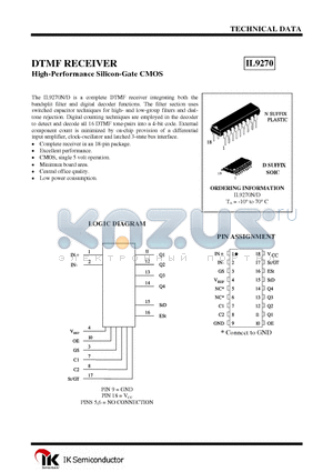 IL9270D datasheet - DTMF RECEIVER High-Performance Silicon-Gate CMOS