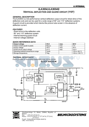 ILA3654Q datasheet - VERTICAL DEFLECTION AND GUARD CIRCUIT