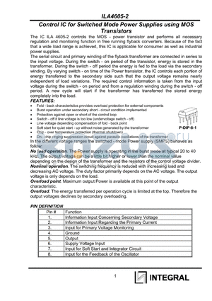 ILA4605-2 datasheet - Control IC for Switched Mode Power Supplies using MOS Transistors