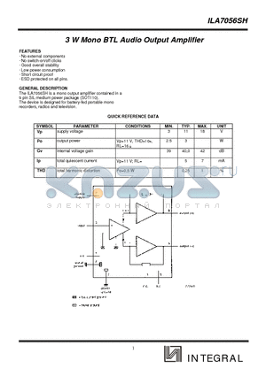 ILA7056SH datasheet - 3 W Mono BTL Audio Output Amplifier