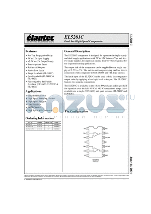 EL5281C datasheet - Dual 8ns High-Speed Comparator