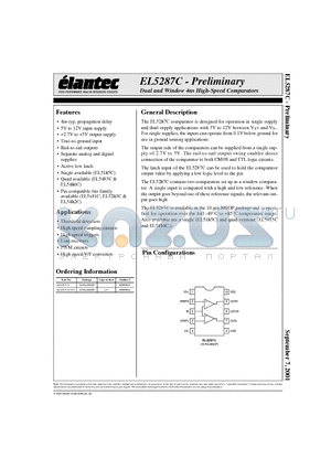 EL5287C datasheet - Dual and Window 4ns High-Speed Comparators