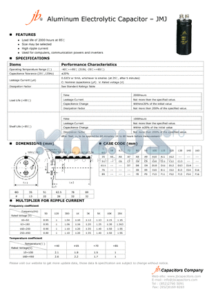 JMJ datasheet - Aluminum Electrolytic Capacitor