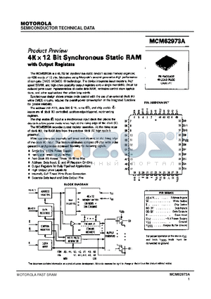 MCM62973AFN18 datasheet - 4K x 12 Bit Synchronous Static RAM