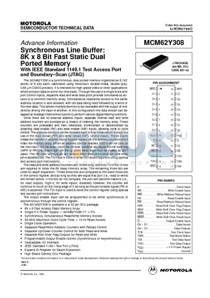 MCM62Y308J17 datasheet - Synchronous Line Buffer:8K x 8 Bit Fast Static Dual Ported Memory