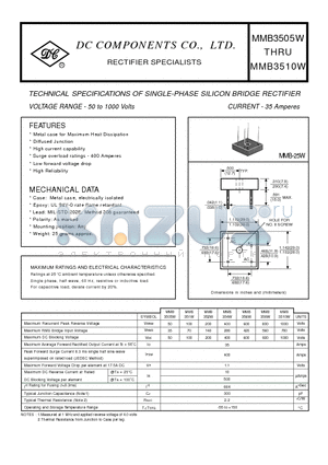 MMB3510W datasheet - RECTIFIER SPECIALISTS