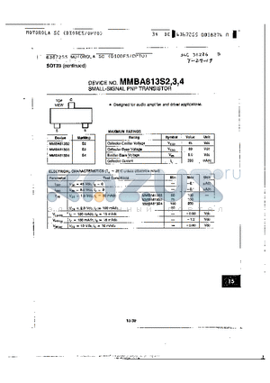 MMBA813S2 datasheet - SMALL-SIGNAL PNP TRANSISTOR